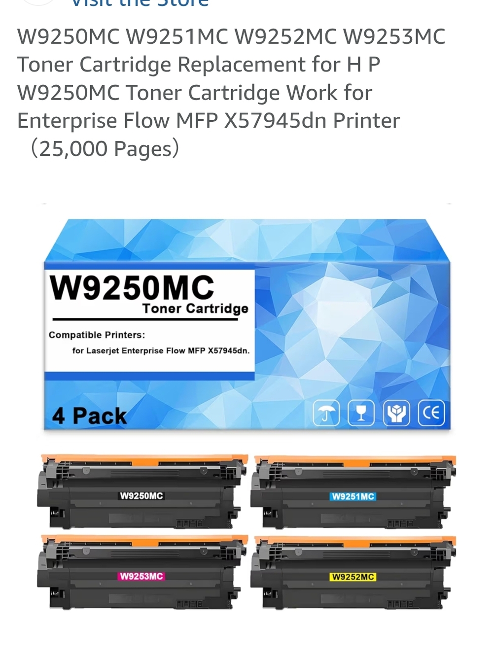 W9250MC Replacement Toner 4-Pack - Black, Cyan, Magenta, Yellow
